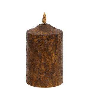 Burnt Mustard Flicker Flame Timer Cake Pillar, 5"