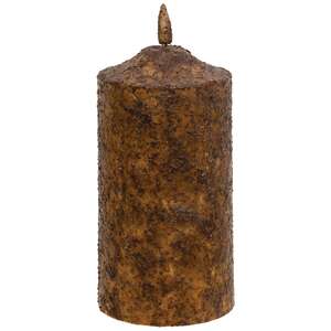 Burnt Mustard Flicker Flame Timer Cake Pillar, 6"