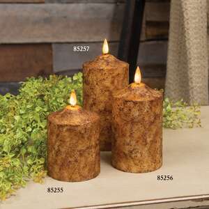 Burnt Ivory Flicker Flame Timer Cake Pillar, 4"