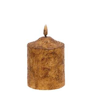 Burnt Ivory Flicker Flame Timer Cake Pillar, 4"