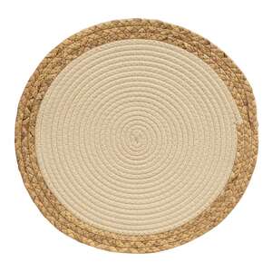 Woven Cotton & Hyacinth Round Mat, Natural
