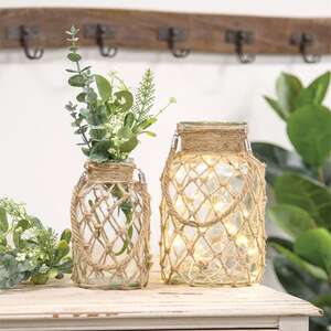 Small Glass Vase with Rope Net