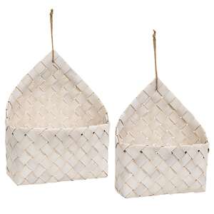 2/Set, White Chipwood Hanging Baskets