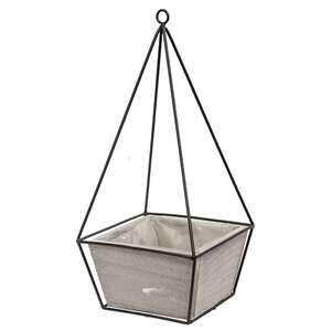 Wood Plant Holder w/Triangle Metal Frame