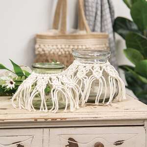 Macrame Boho Glass Vase, Medium