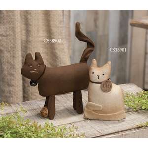 Stuffed Primitive Sitting White Kitty