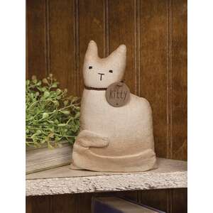 Stuffed Primitive Sitting White Kitty