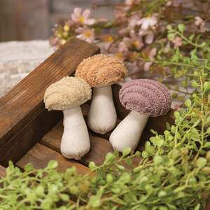 Chenille Stuffed Mushroom Ornament, 3 Asstd.