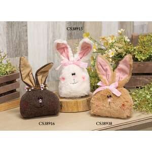 Fuzzy Tan Bunny Head Doll