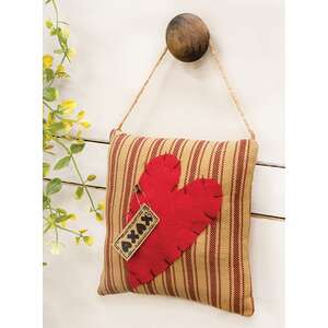 CS38918 Ticking Striped XOXO Heart Pillow Ornament;