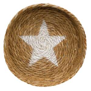 Natural Jute Candle Tray w/Star HAC2416;