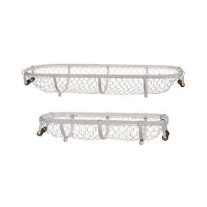 White Chicken Wire Oval Baskets, 2/Set 16064AB-WH;