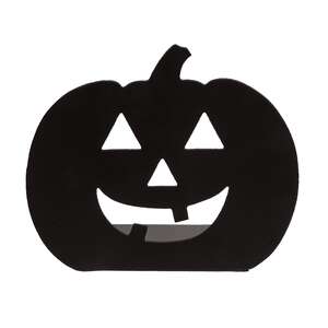 Black Metal Jack O Lantern Candle Plate - 3.5"H