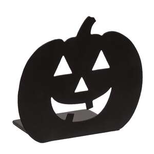 Black Metal Jack O Lantern Candle Plate - 3.5"H