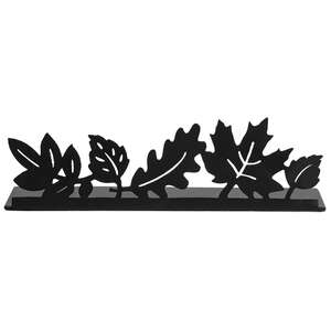 Black Metal Fall Leaves Candle Plate - 2"H