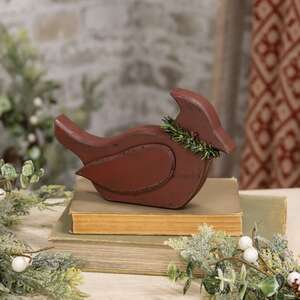 Chunky Distressed Wooden Cardinal Sitter