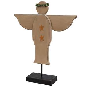 Distressed Wooden Angel on Base