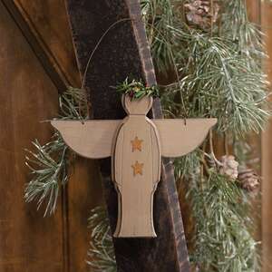 Distressed Wooden Angel Ornament