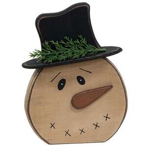 Distressed Wooden Snowman with Hat Sitter, 2 Asstd.