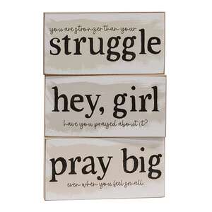 Stronger Than Your Struggle Block Sign, 3 Asstd. 37911;