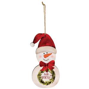 Hello Snowman with Wreath Ornament, 3 Asstd.