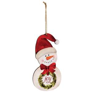 Hello Snowman with Wreath Ornament, 3 Asstd.