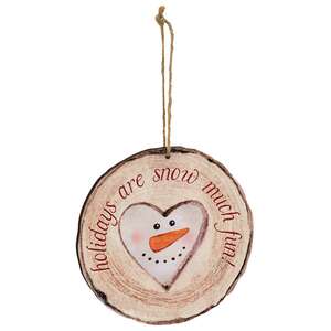 Snow Much Fun Wood Slice Ornament, 3 Asstd.