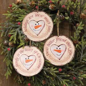 Snow Much Fun Wood Slice Ornament, 3 Asstd.