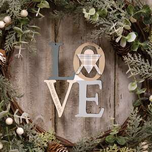 Silent Night Plaid Love Ornament