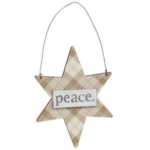 Love, Hope, Peace Plaid Star Ornament, 3 Asstd.