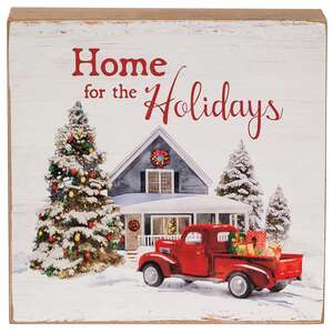 Home for the Holidays Vintage Red Truck Box Sign