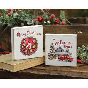 Merry Christmas Wreath Square Block