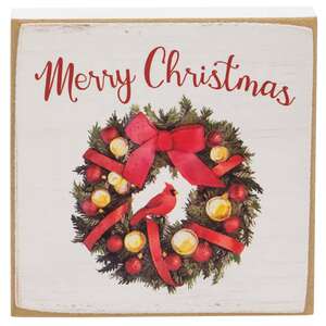 Merry Christmas Wreath Square Block