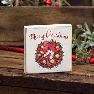 Merry Christmas Wreath Square Block