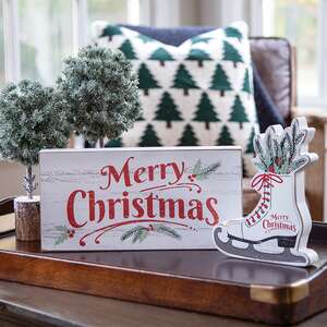 Merry Christmas Ice Skate & Greenery Chunky Sitter 37952;