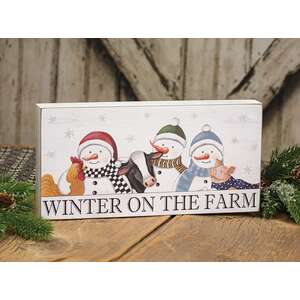 Winter on the Farm Snowmen & Animals Box Sign