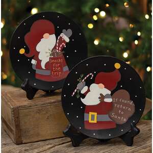 38009 Gnome Santa Mini Plate, 2 Asstd.;