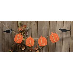 "Fall" Wooden Pumpkin & Crow Garland