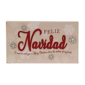 Feliz Navidad Snowflakes Box Sign 38064;