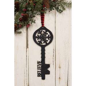 Wooden "Believe" Santa's Key Hanger