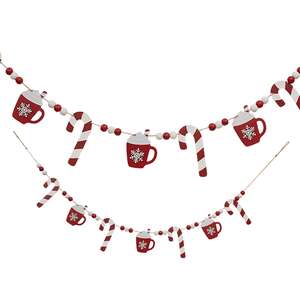 Hot Cocoa & Candy Cane Wooden Garland 38078;