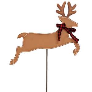 Reindeer w/Buffalo Check Scarf Planter Stake 38089;