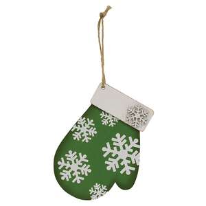 Snowflake Mitten Ornament w/Jute Hanger, 3 Asstd. 38102;