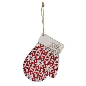 Snowflake Mitten Ornament w/Jute Hanger, 3 Asstd. 38102;