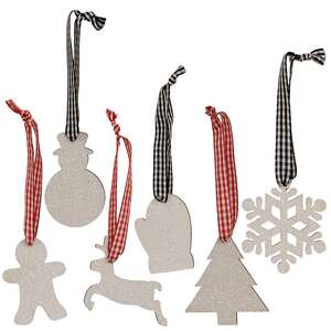 White Glitter Winter Wonder Ornaments, 6/Set 38106;
