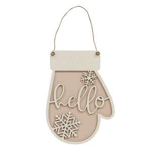 Glittered Hello Mitten Snowflake Mitten Ornament 38110;