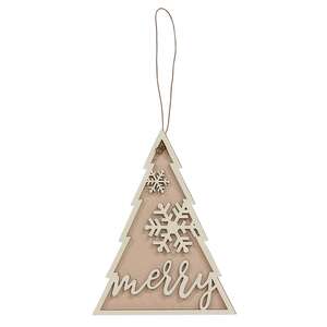Glittered Merry Snowflake Christmas Tree Ornament 38111;