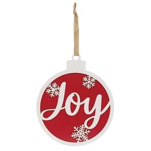 Glittered Joy & Snowflakes Christmas Bulb Sign 38114;