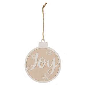 Glittered Woden Joy/Snow Bulb Ornament, 2 Asstd. 38115;