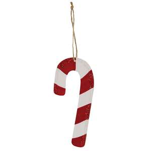 Glittered Wooden Candy Cane Ornament, 6.5" 38117;